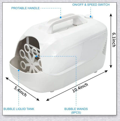 Premium White Bubble Machine Blower with auto-activated feature for durable and hands-free bubble fun
