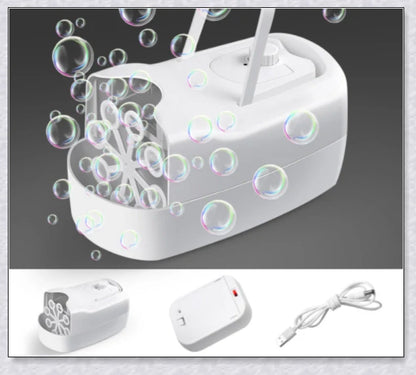 Premium White Bubble Machine Blower with auto-activated feature for durable and hands-free bubble fun