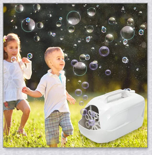 Premium White Bubble Machine Blower with auto-activated feature for durable and hands-free bubble fun