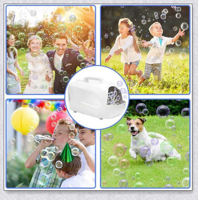 Premium White Bubble Machine Blower with auto-activated feature for durable and hands-free bubble fun