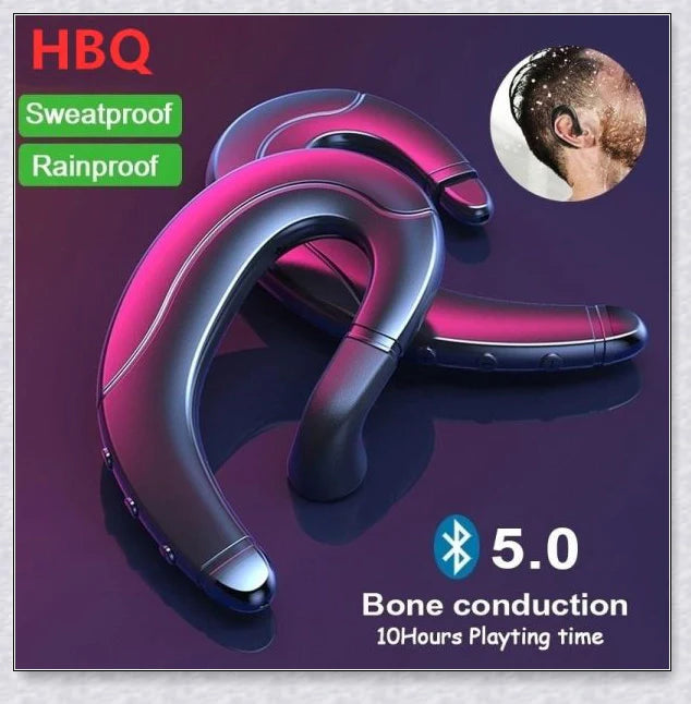 Wireless Bone Conduction Earphone Bluetooth 5.0 Headset with black, blue, and red color options