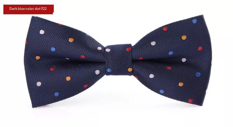 Men's British formal wedding bow tie in light blue stripes, made from durable polyester yarn.