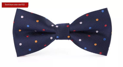 Men's British formal wedding bow tie in light blue stripes, made from durable polyester yarn.
