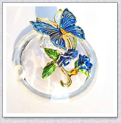 Handmade enamel mug or teacup with beautiful butterfly and rose designs, available in various styles