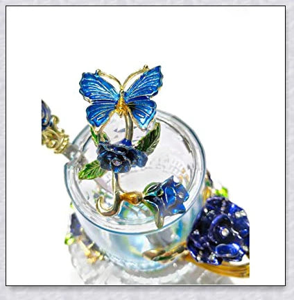 Handmade enamel mug or teacup with beautiful butterfly and rose designs, available in various styles