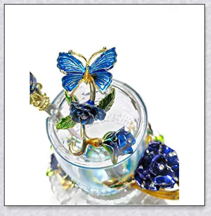 Handmade enamel mug or teacup with beautiful butterfly and rose designs, available in various styles