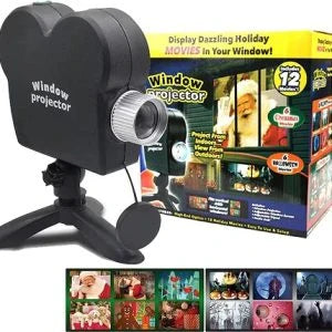 Christmas and Halloween holographic projection device with 12 holiday movies and built-in audio jack