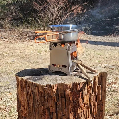 Folding Titanium Wood Stove - Compact, Lightweight, and Versatile Camping Stove for Outdoor Cooking