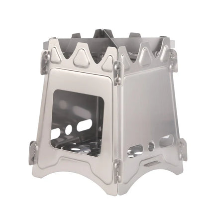 Folding Titanium Wood Stove - Compact, Lightweight, and Versatile Camping Stove for Outdoor Cooking