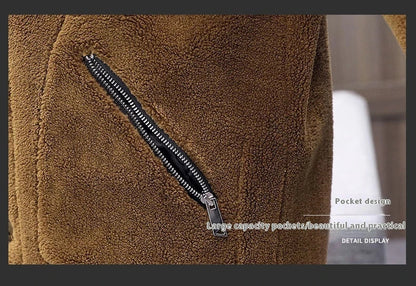 Cozy and stylish double-sided fleece coat with a convenient hooded design for all-weather protection