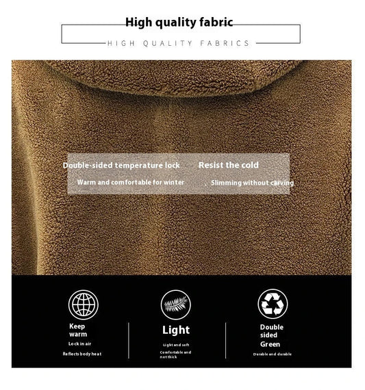 Cozy and stylish double-sided fleece coat with a convenient hooded design for all-weather protection