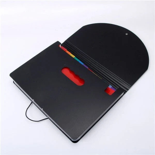 12-pocket expanding file folder in black, navy blue, and gray colors for efficient document organization