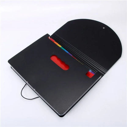 12-pocket expanding file folder in black, navy blue, and gray colors for efficient document organization