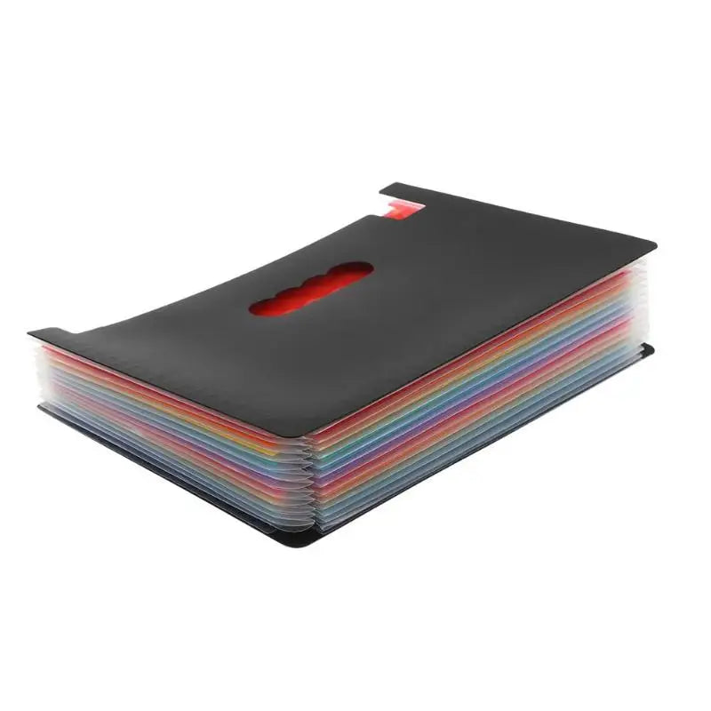 12-pocket expanding file folder in black, navy blue, and gray colors for efficient document organization