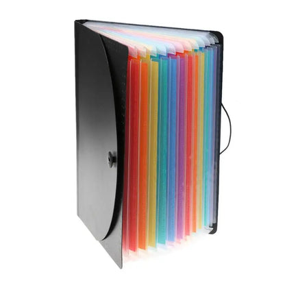 12-pocket expanding file folder in black, navy blue, and gray colors for efficient document organization