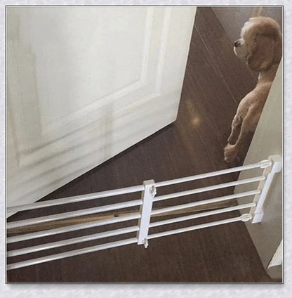 Retractable baby and pet safety gate with adjustable width and sturdy design for secure home protection