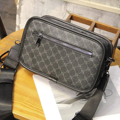 Stylish plaid crossbody bag for men's casual commute, featuring a spacious main compartment and adjustable shoulder strap