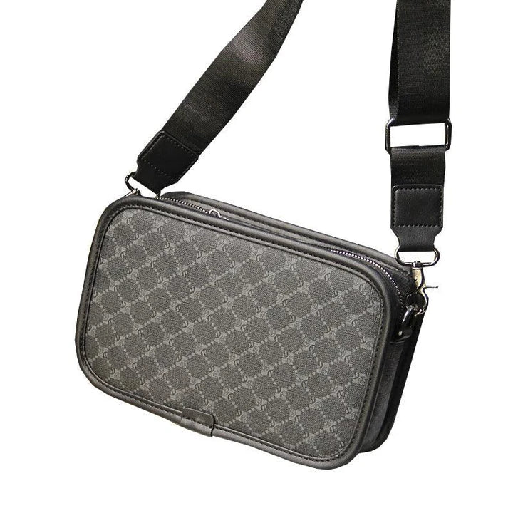 Stylish plaid crossbody bag for men's casual commute, featuring a spacious main compartment and adjustable shoulder strap