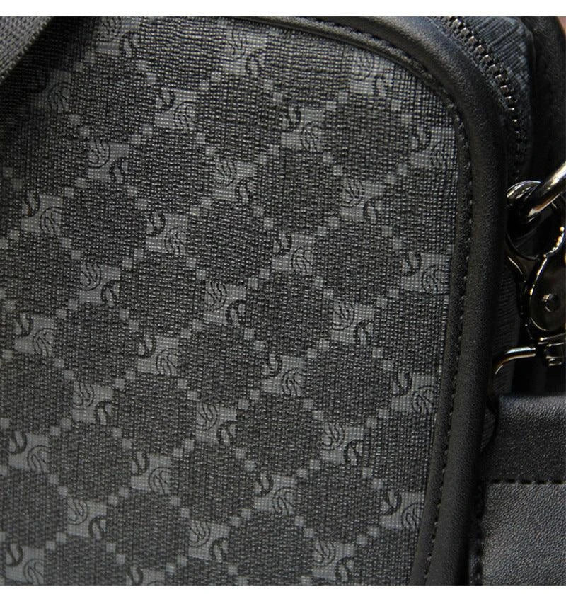 Stylish plaid crossbody bag for men's casual commute, featuring a spacious main compartment and adjustable shoulder strap