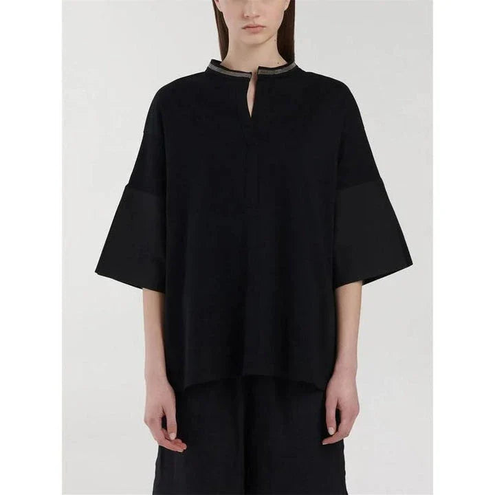 Hhomeenjoy  Chic Bead Chain Split Hem T-Shirt