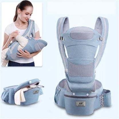 Premium cotton baby carrier waist stool with breathable mesh design for hands-free babywearing