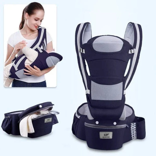 Premium cotton baby carrier waist stool with breathable mesh design for hands-free babywearing