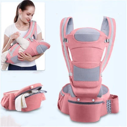 Premium cotton baby carrier waist stool with breathable mesh design for hands-free babywearing