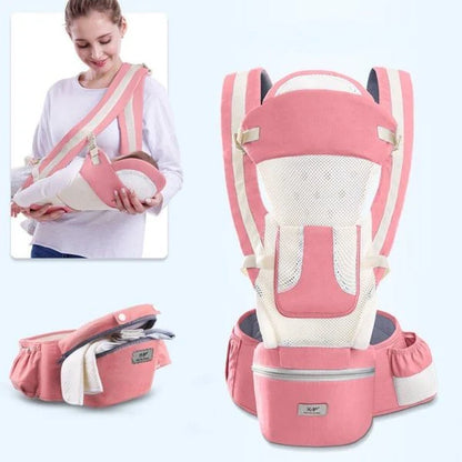 Premium cotton baby carrier waist stool with breathable mesh design for hands-free babywearing