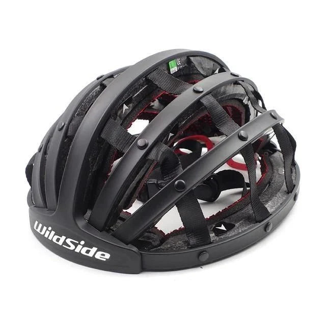 Foldable bike helmet with adjustable fit system and compact folding design for urban commuters