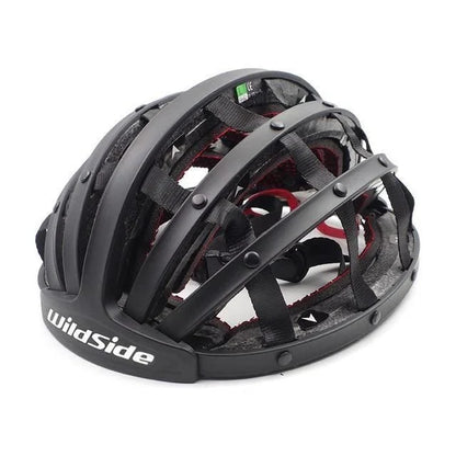 Foldable bike helmet with adjustable fit system and compact folding design for urban commuters