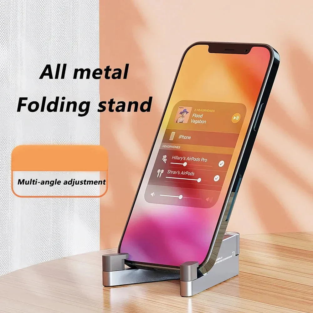 Portable Aluminum Folding Phone Stand with Sleek Design and Compact Size