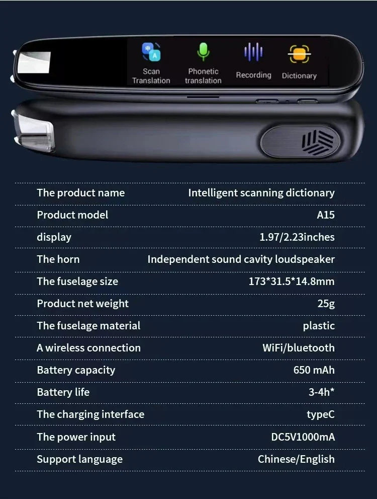 International Edition Scanning Translation Pen - Portable device for instant multilingual text translation