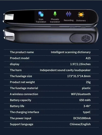 International Edition Scanning Translation Pen - Portable device for instant multilingual text translation