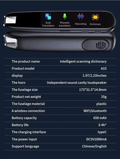 International Edition Scanning Translation Pen - Portable device for instant multilingual text translation