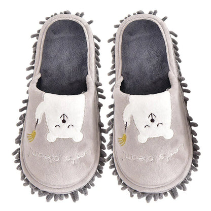 Detachable and Washable Four Seasons Home Mopping Slippers in various colors, including pink lamb, pink baby elephant, gray white bear, navy blue cat, dark brown bear, and light brown cat
