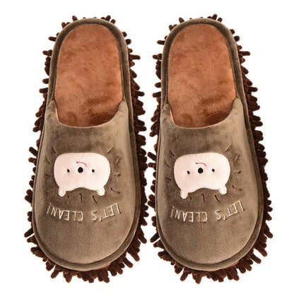 Detachable and Washable Four Seasons Home Mopping Slippers in various colors, including pink lamb, pink baby elephant, gray white bear, navy blue cat, dark brown bear, and light brown cat