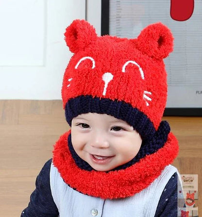 A cozy and stylish baby wool scarf and hat set in a classic striped pattern, perfect for keeping your little one warm and comfortable during the winter months.
