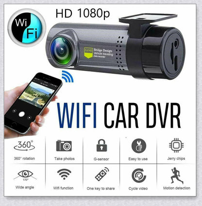 Hidden Wireless Dash Cam with 170-degree wide-angle lens, collision detection, and seamless smartphone integration