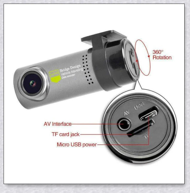 Hidden Wireless Dash Cam with 170-degree wide-angle lens, collision detection, and seamless smartphone integration
