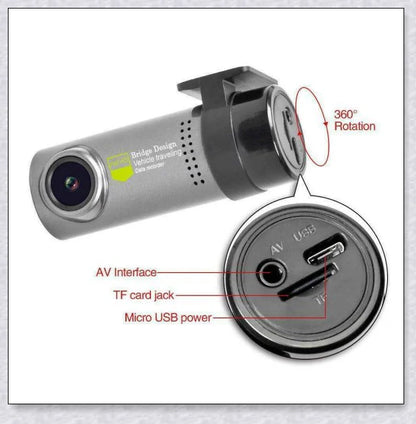 Hidden Wireless Dash Cam with 170-degree wide-angle lens, collision detection, and seamless smartphone integration