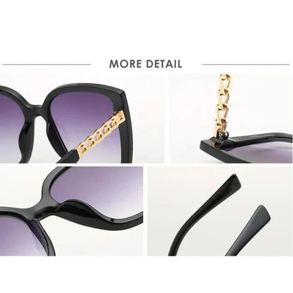Luxury oversized square sunglasses for women with a sturdy alloy frame and gradient, mirrored lenses that offer UV protection and reduce glare.
