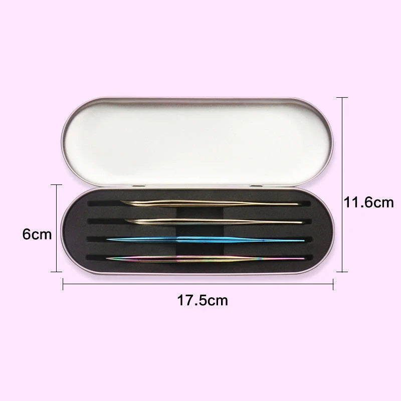 4-Slot Eyelash Tweezers Storage Box in Silver: Secure, Protect, and Organize Your Lash Tools