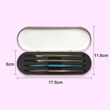 4-Slot Eyelash Tweezers Storage Box in Silver: Secure, Protect, and Organize Your Lash Tools