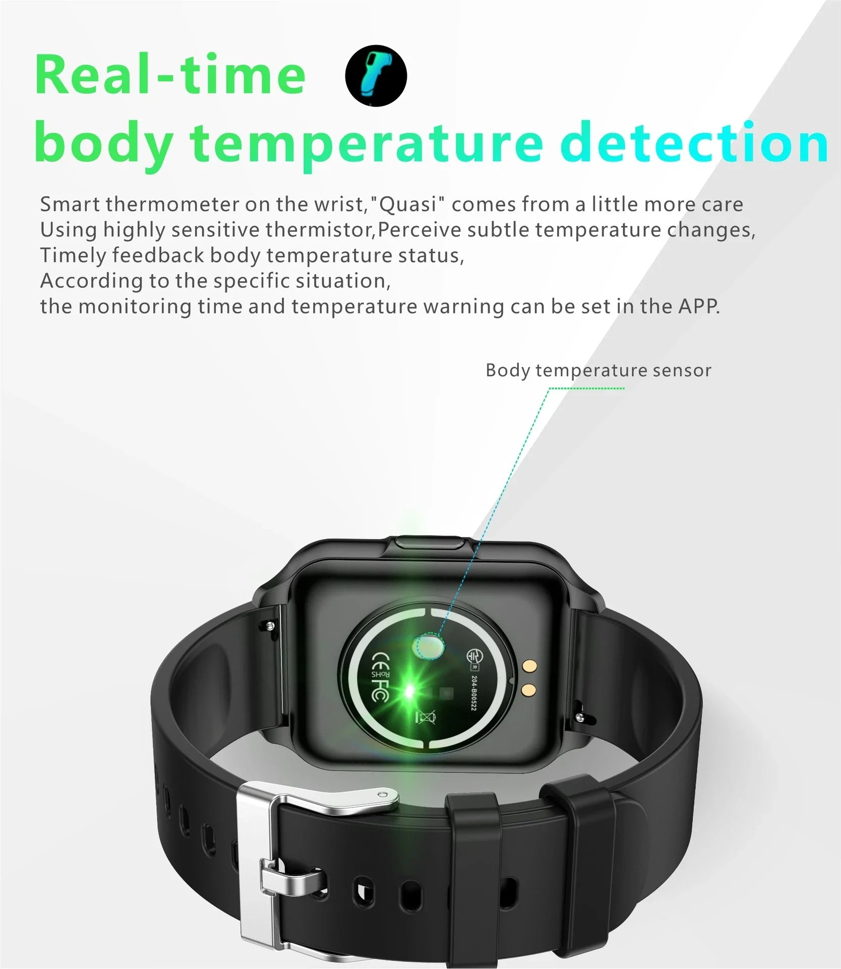 A sleek and versatile sports watch with advanced health tracking features, including body temperature and heart rate monitoring.