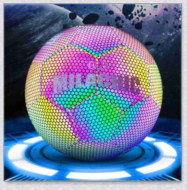 Luminous soccer ball night light that glows and creates hologram effects under camera flash
