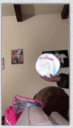 Luminous soccer ball night light that glows and creates hologram effects under camera flash