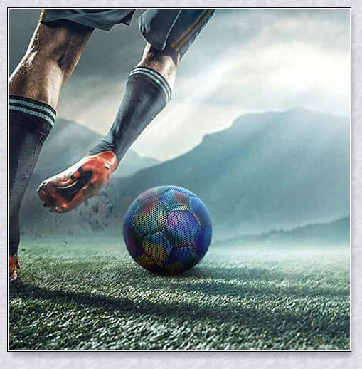 Luminous soccer ball night light that glows and creates hologram effects under camera flash