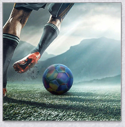 Luminous soccer ball night light that glows and creates hologram effects under camera flash