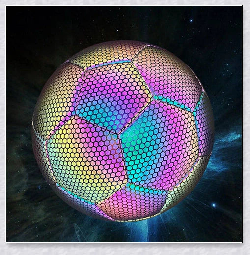 Luminous soccer ball night light that glows and creates hologram effects under camera flash