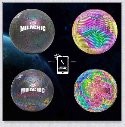 Luminous soccer ball night light that glows and creates hologram effects under camera flash